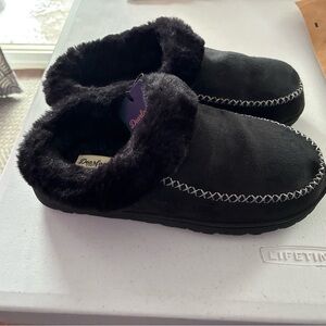 Dearfoams Black Moc Toe Cozy Comfort Clog Slippers Women’s Large 9 - 10 NEW